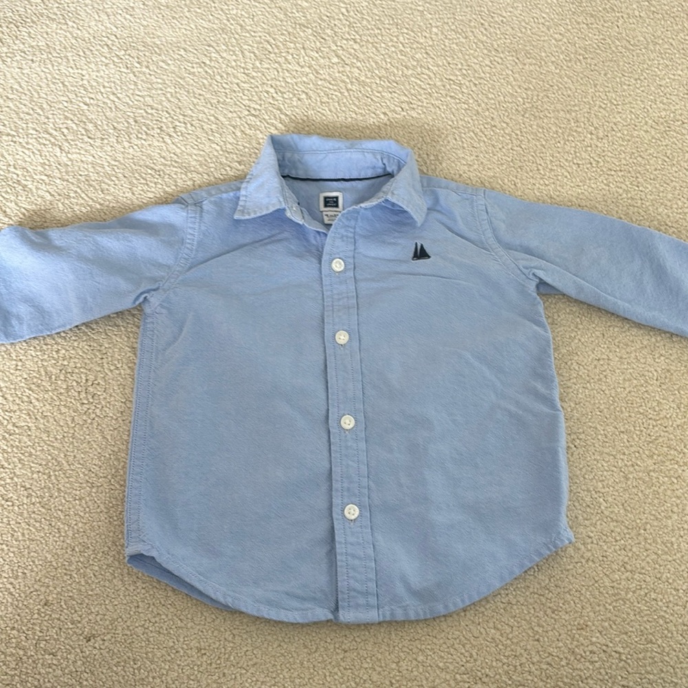 Janie and Jack toddler boy 18 to 24 month blue long sleeve button-down
